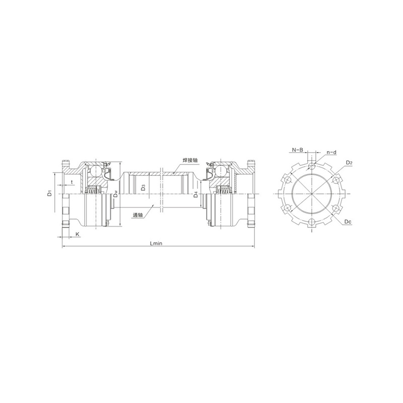 RSK-BHJE Lồng bi vận tốc không đổi phổ quát loại rãnh thẳng có trục mặt bích cho ngành Luyện kim